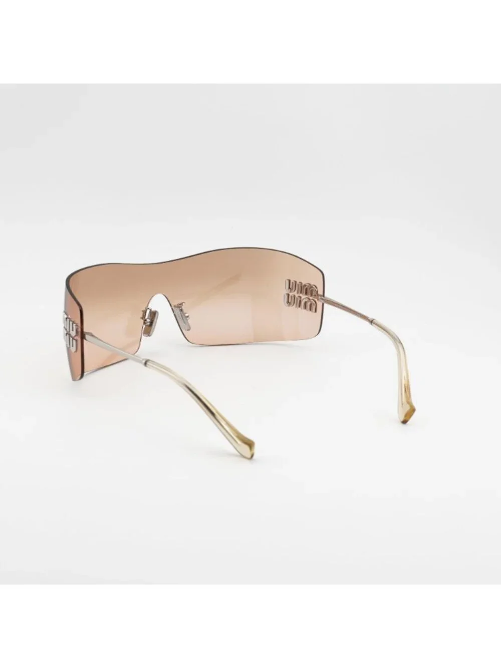 Miu Miu MUB53S 1BC80Y Sunglasses Silver Shield Frame, Orange Lenses